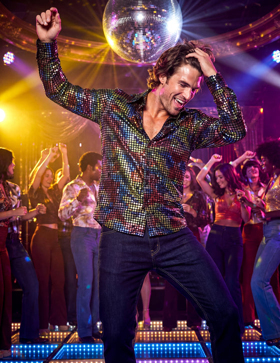 Chemise homme disco multicolore haut de gamme