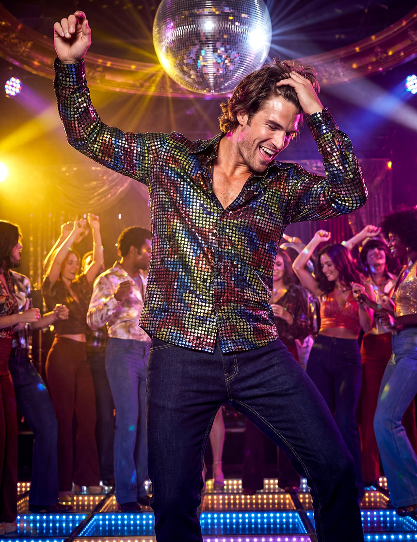 Chemise homme disco multicolore haut de gamme