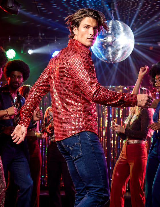 Chemise homme disco rouge haut de gamme