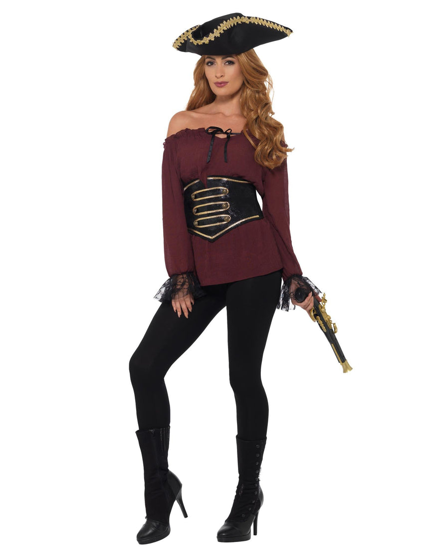 Chemise pirate bordeau luxe femme