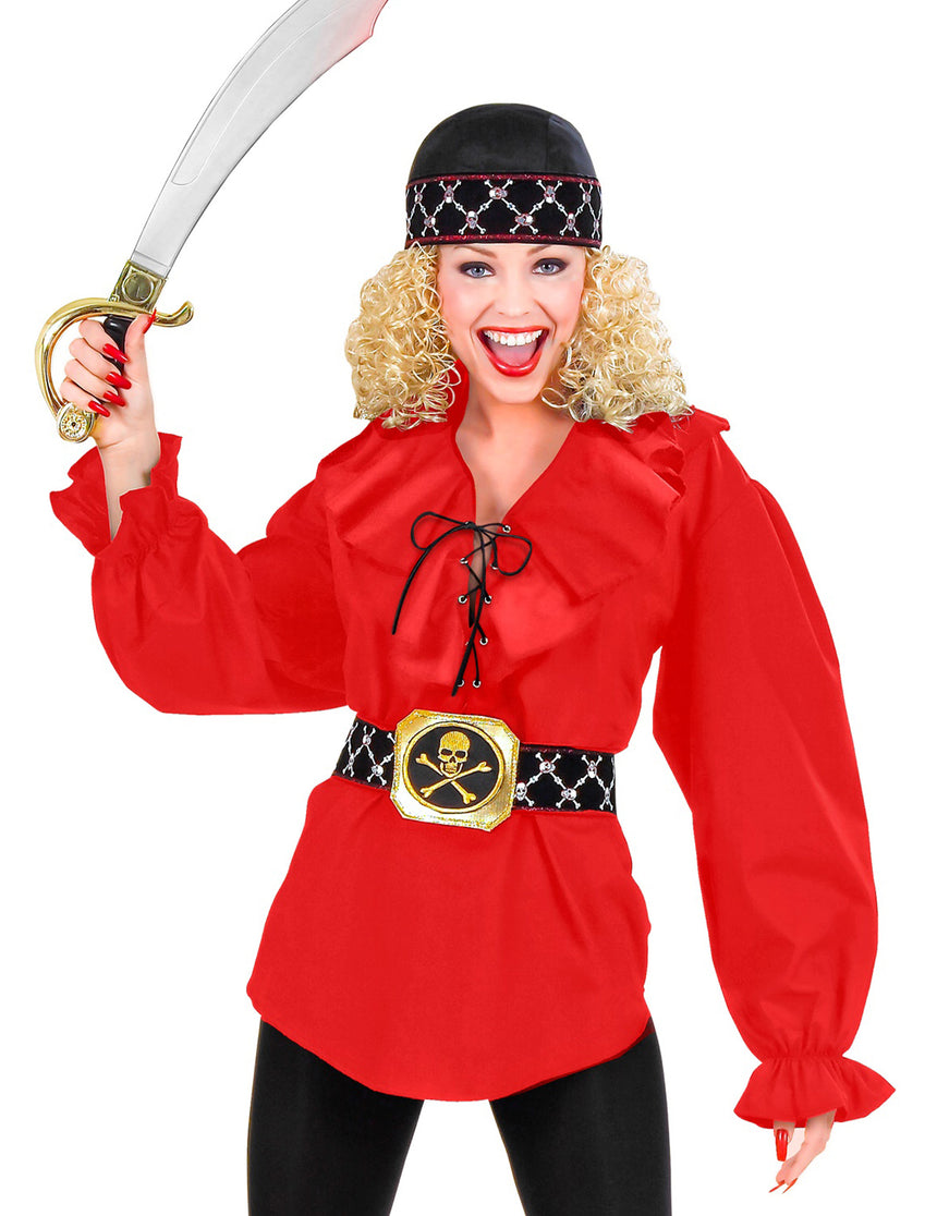 Chemise rouge pirate femme