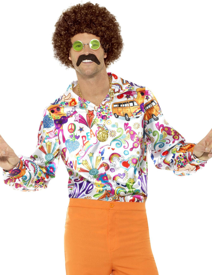 Chemise satinée hippie années 60 homme