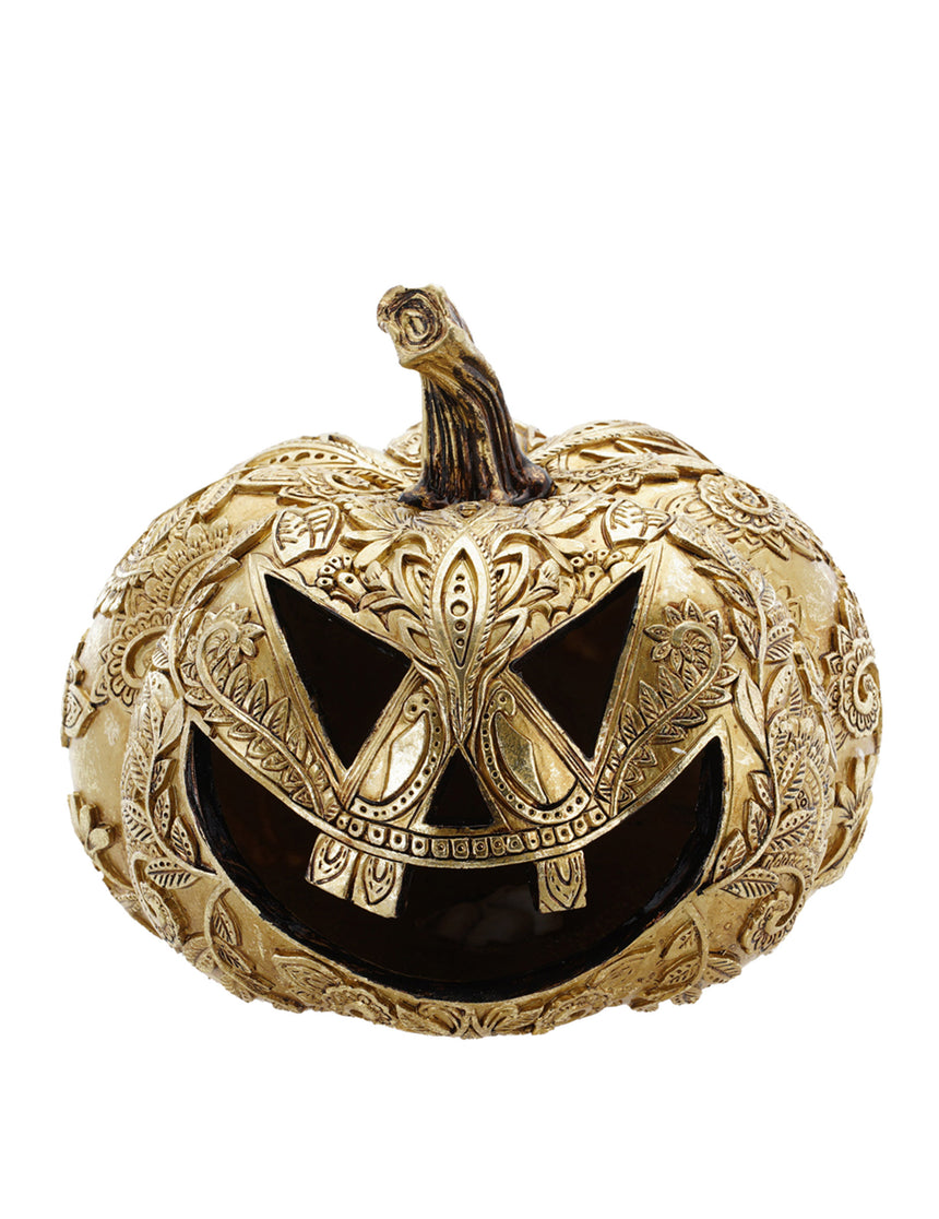 Citrouille baroque dorée en résine 21cm