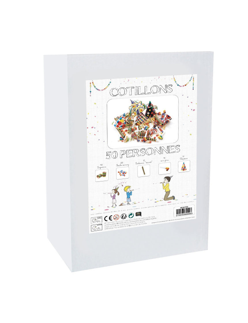 Coffret cotillons multicolores 50 personnes
