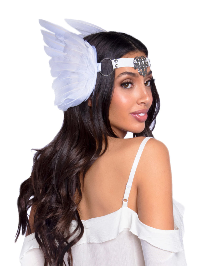 Coiffe ailes d'ange blanches luxe adulte
