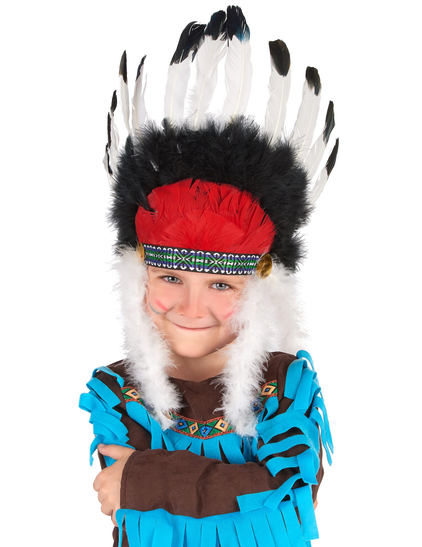 Coiffe chef indien avec plumes enfant