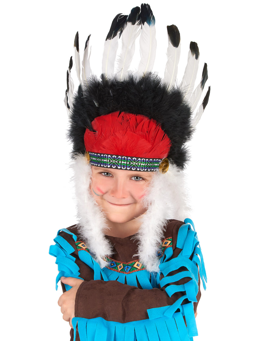 Coiffe chef indien avec plumes enfant