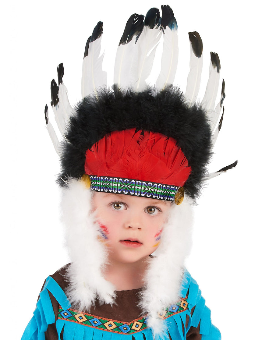 Coiffe chef indien avec plumes enfant