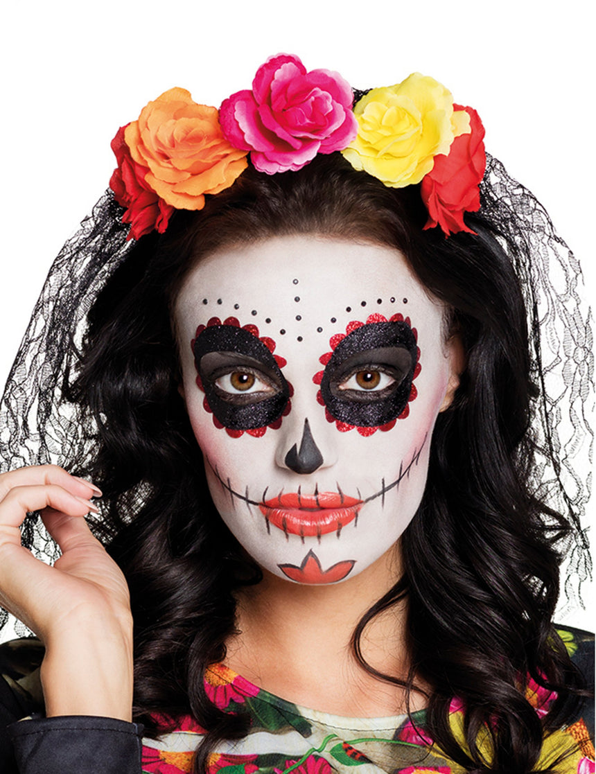 Coiffe grosses roses adulte Dia de los muertos