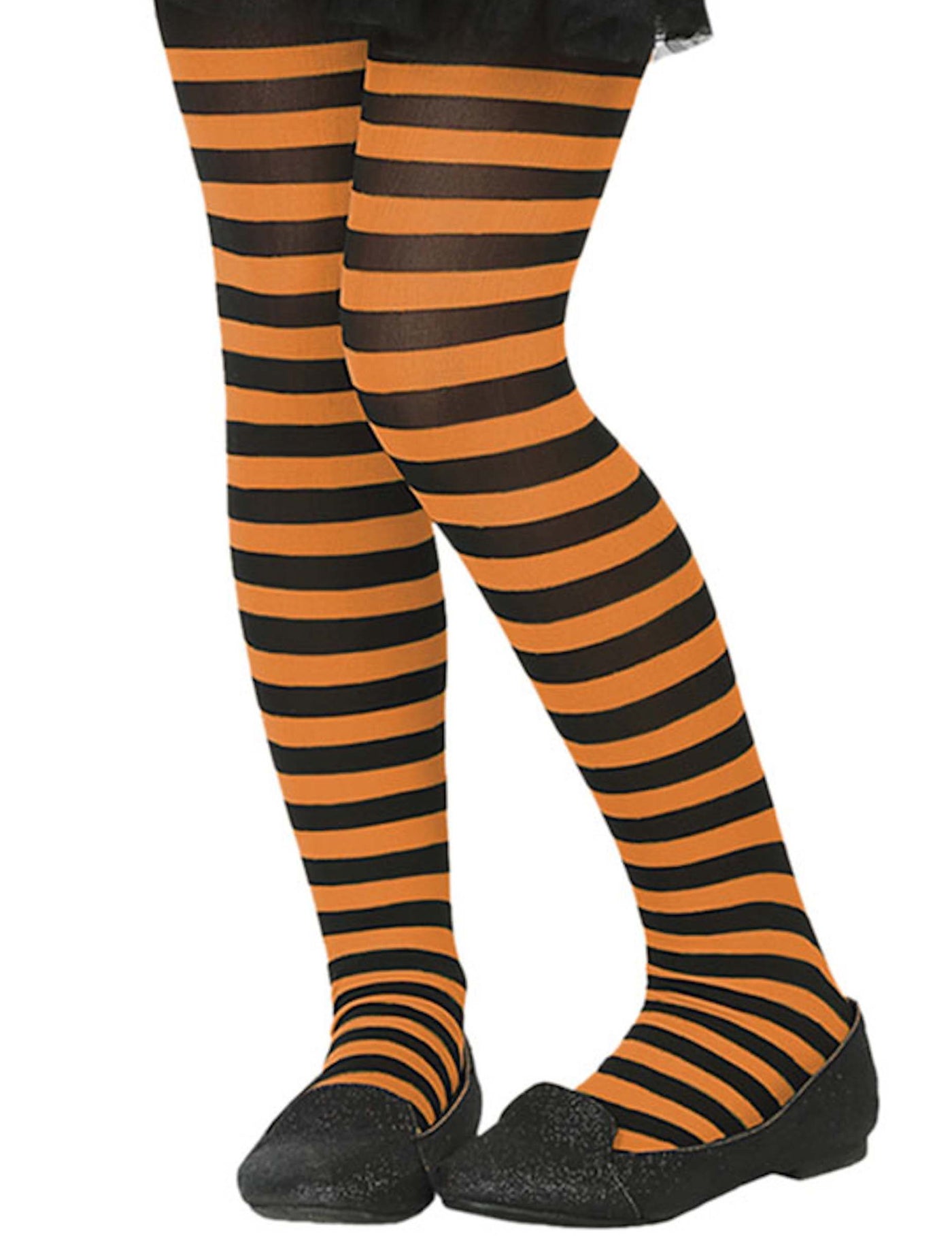 Collant rayé orange et noir enfant