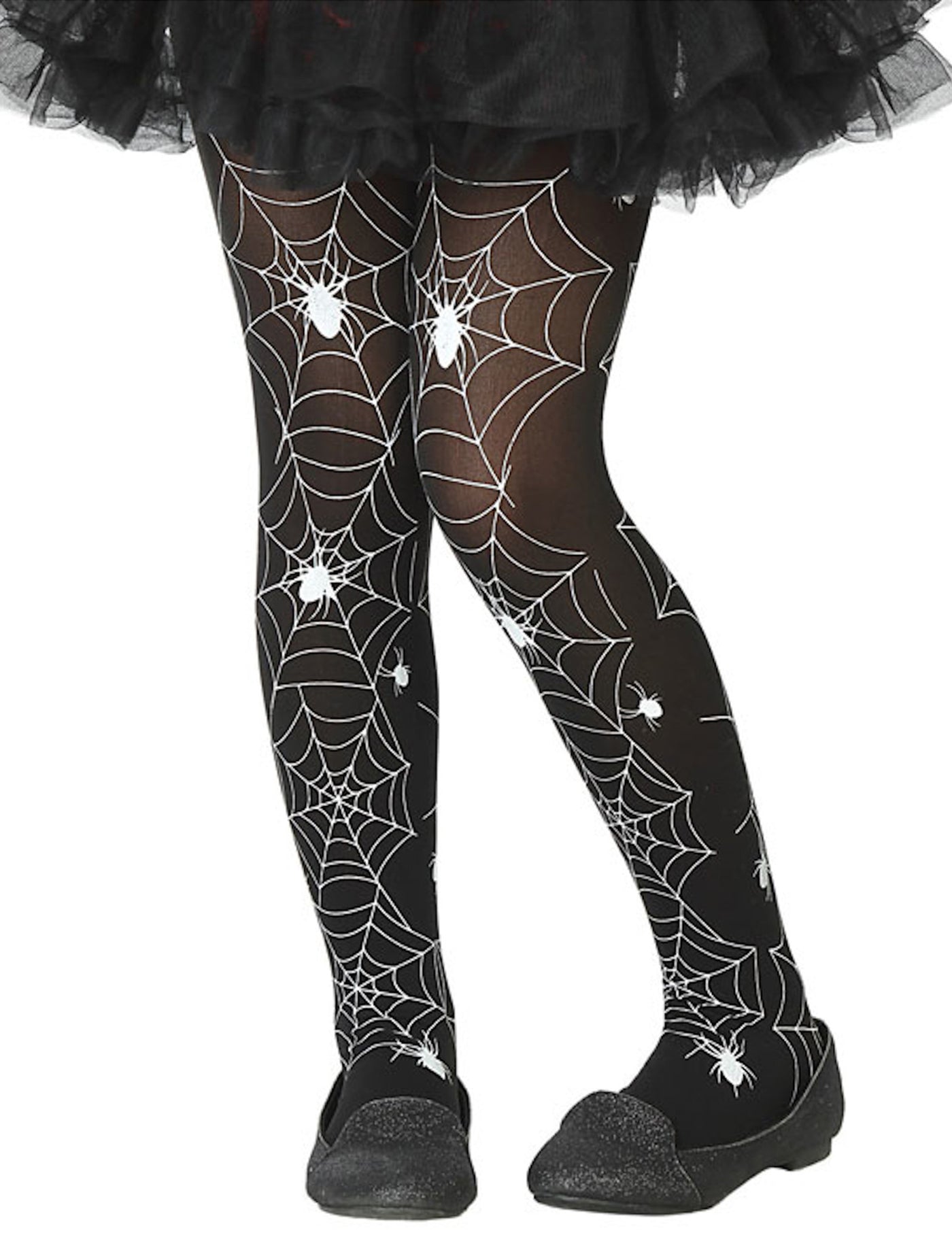 Collant toile d'araignée noir et blanc enfant
