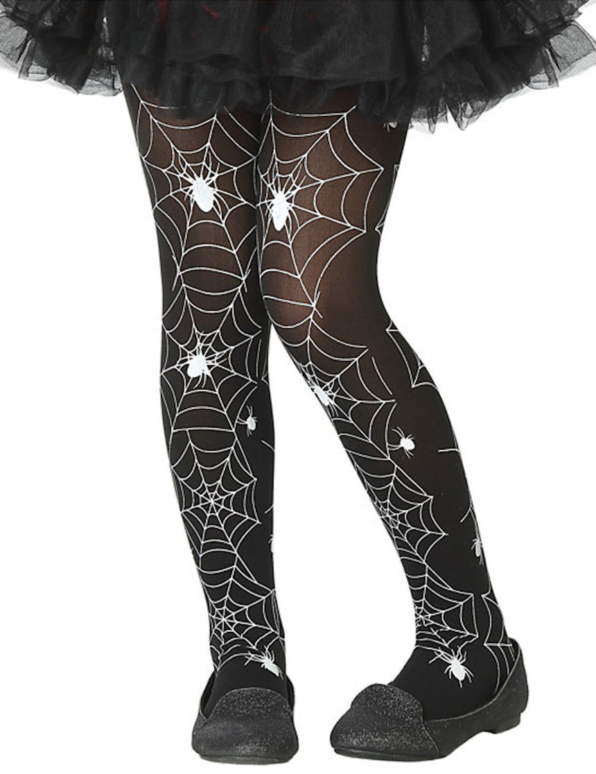 Collant toile d'araignée noir et blanc enfant