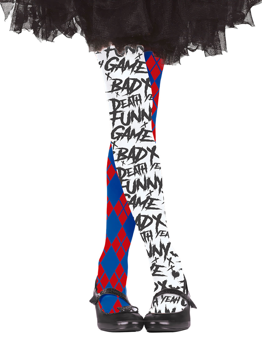 Collants Arlequin maléfique enfant