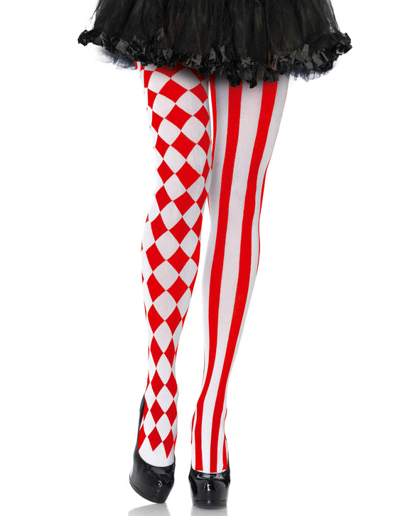 Collants arlequin rouge femme