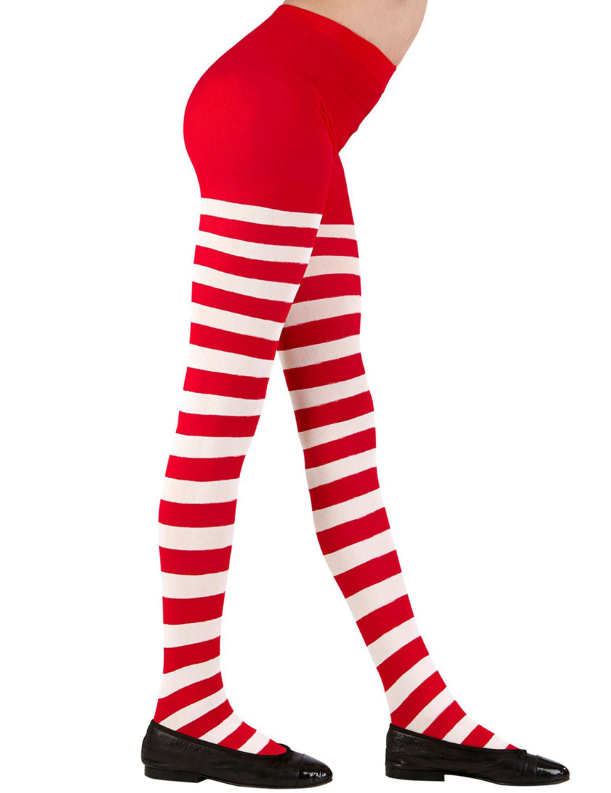 Collants rayés rouges et blancs enfant