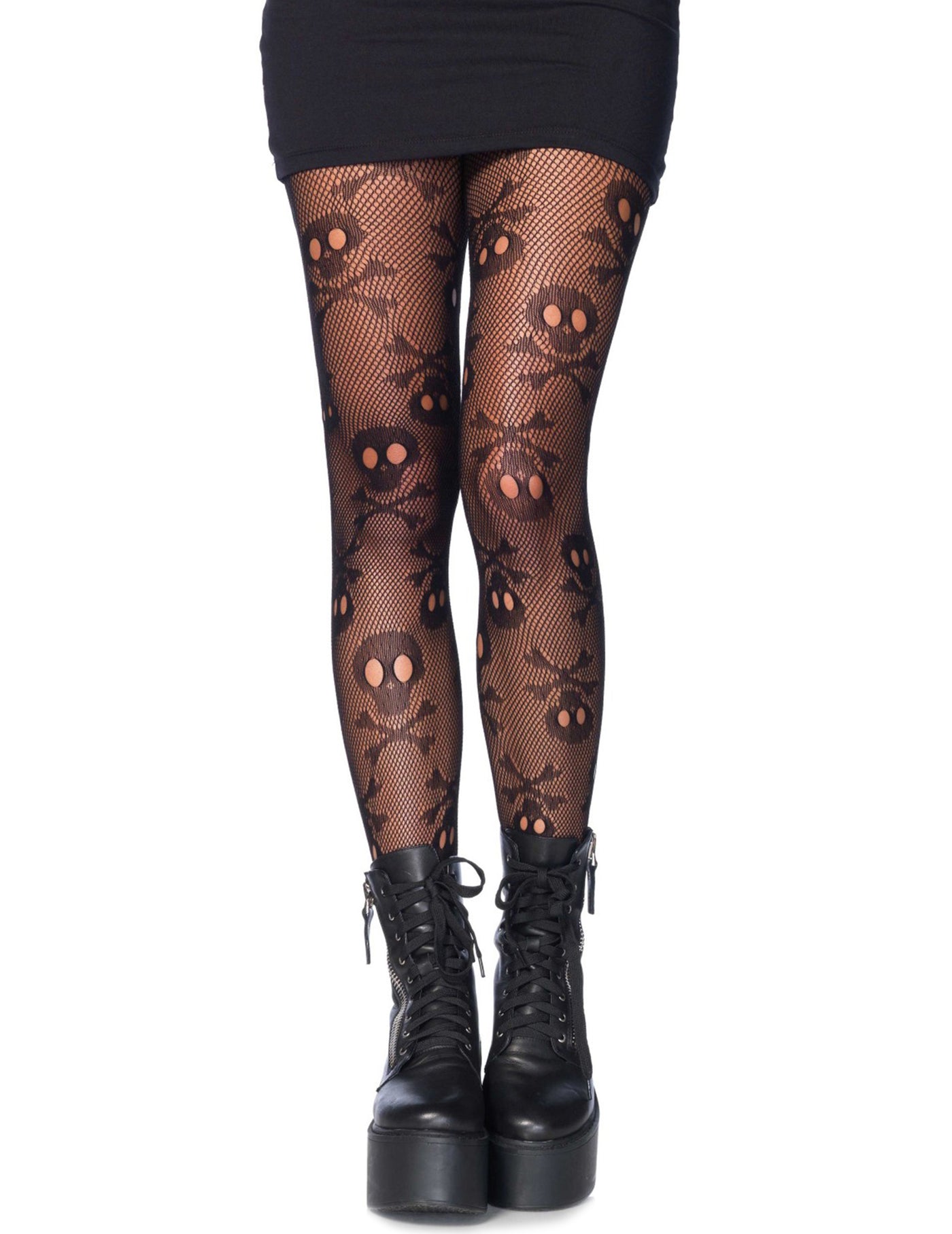 Collants résille tête de mort femme