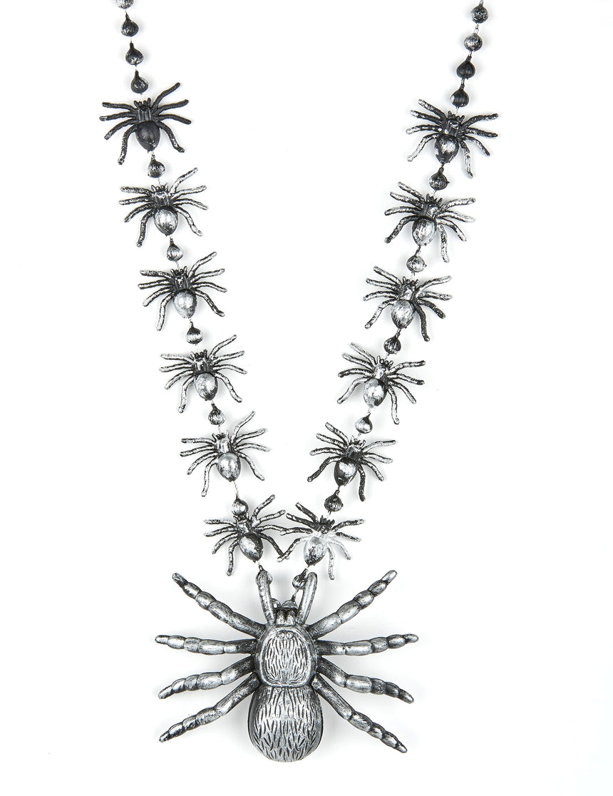 Collier araignées argentées adulte Halloween