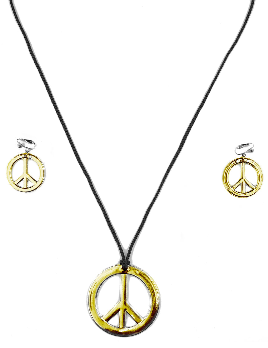 Collier et boucles d'oreilles hippie plastique adulte