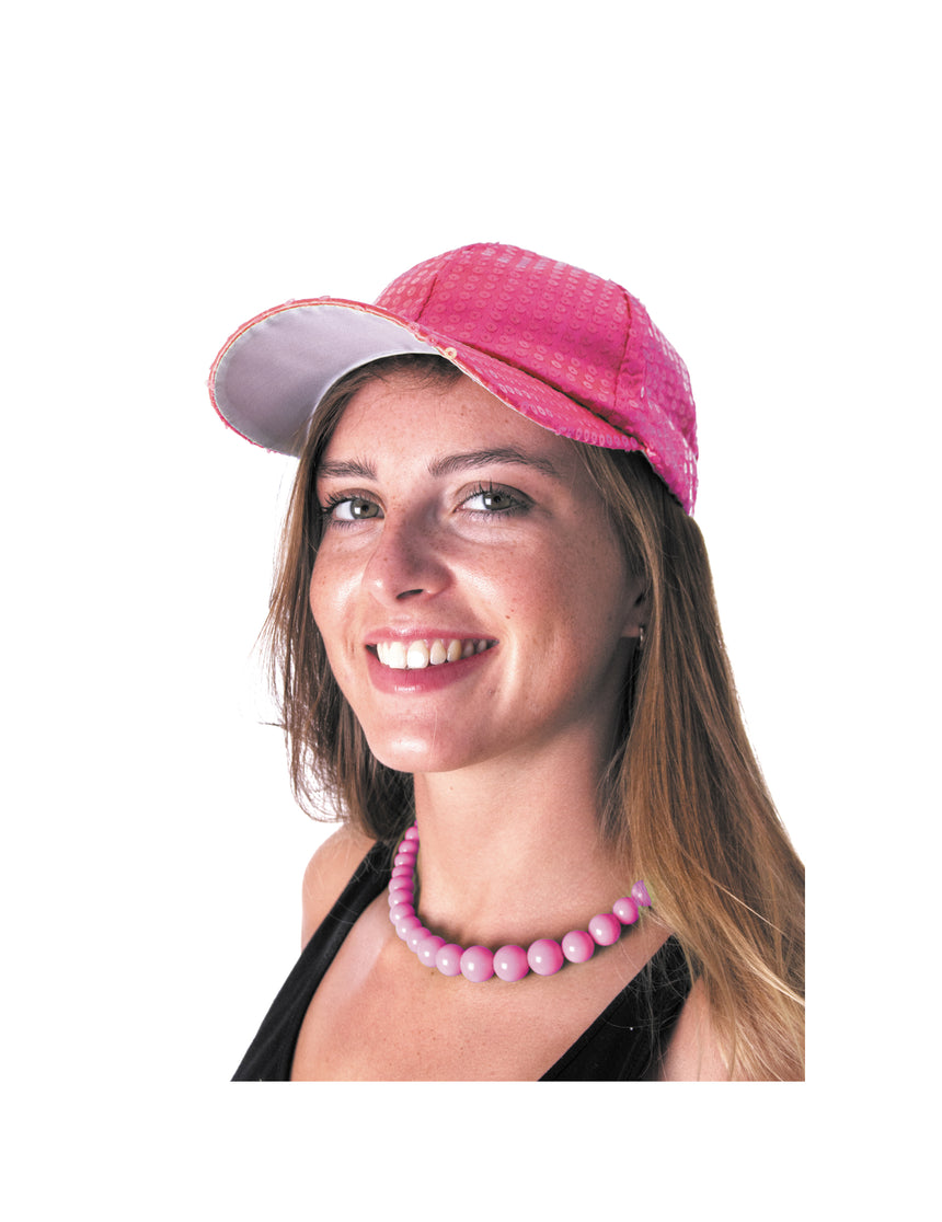 Collier grosses perles roses adulte