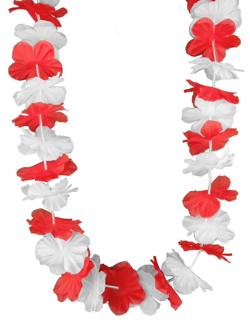Collier Hawaï rouge et blanc adulte
