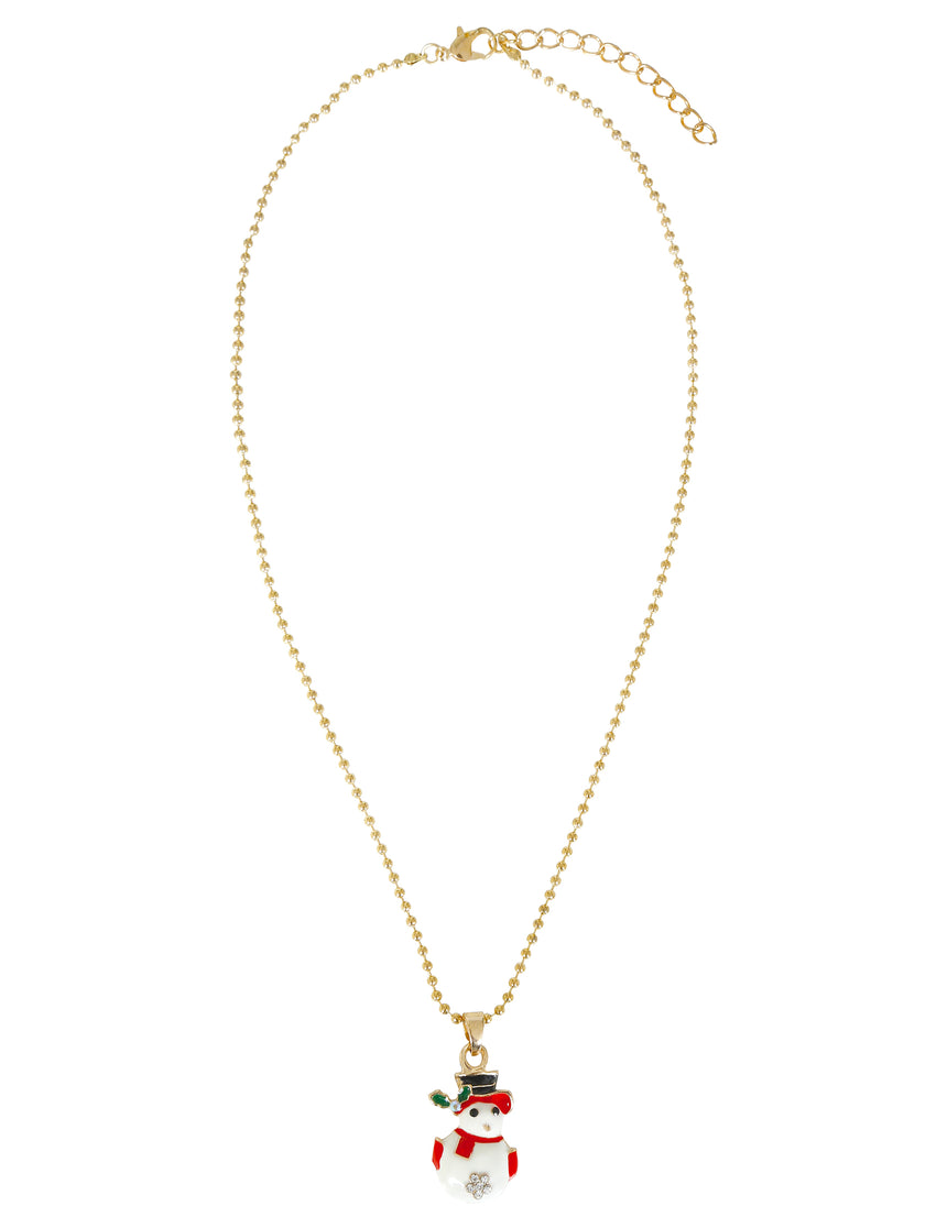 Collier métallique bonhomme de neige de Noël