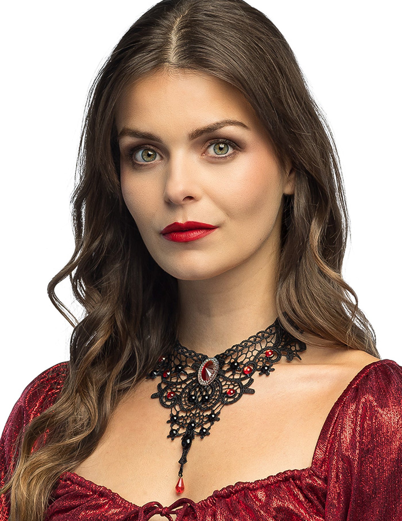Collier Vampire dentelle et pierres précieuses