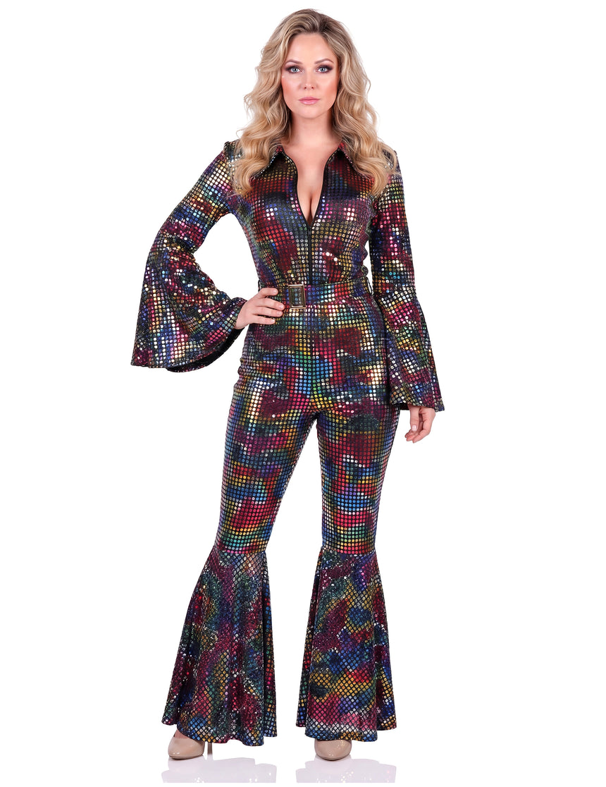 Combinaison femme disco multicolore haut de gamme