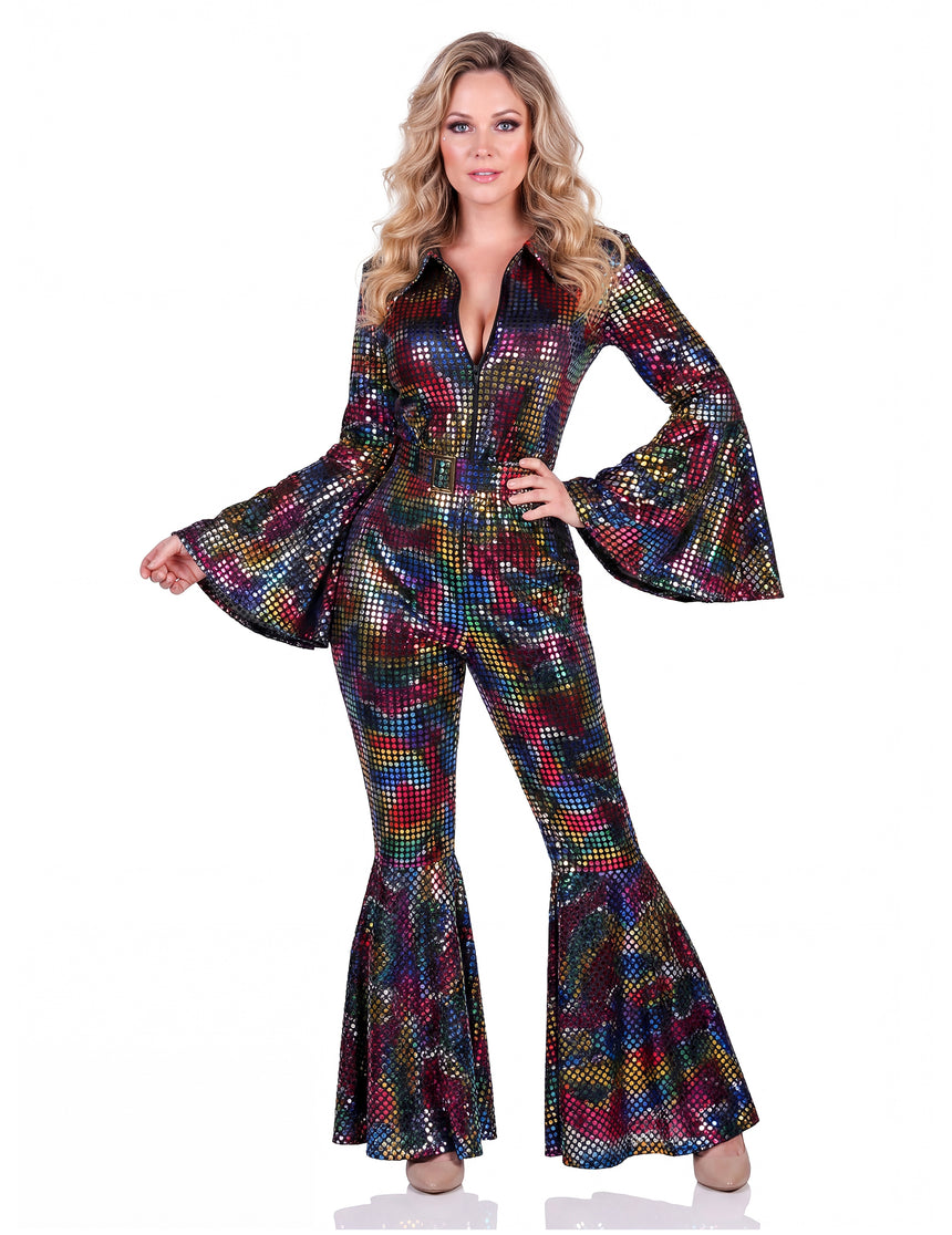 Combinaison femme disco multicolore haut de gamme