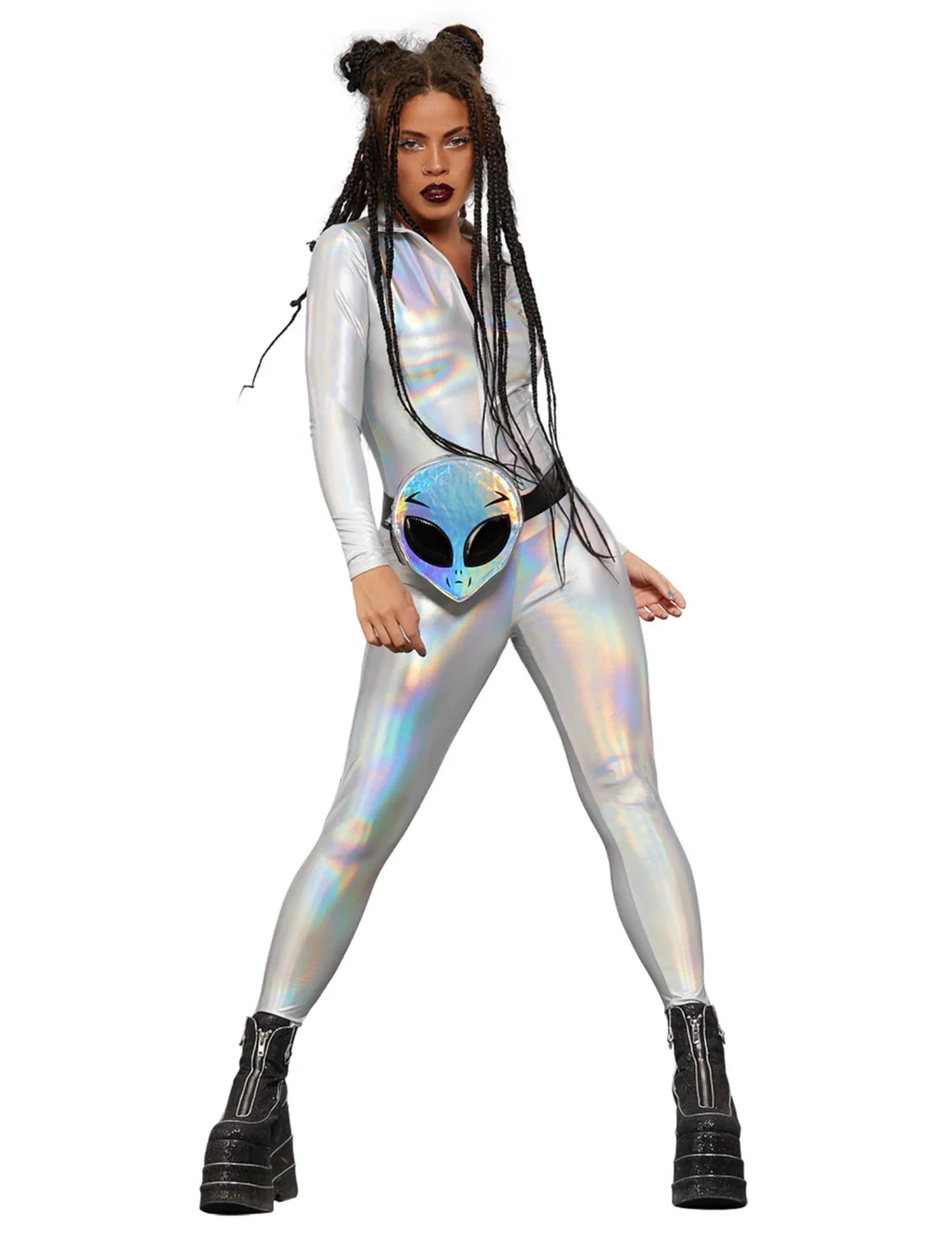 Combinaison holographique brillante femme