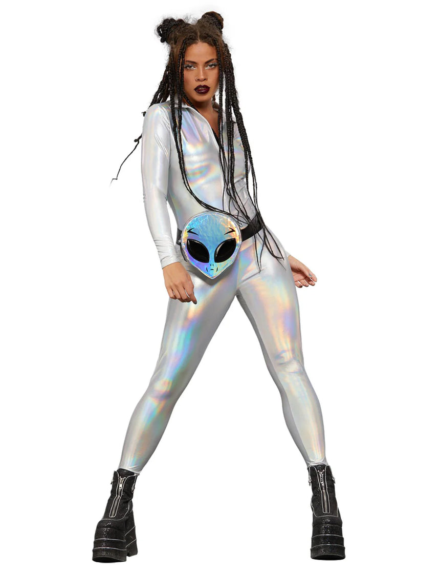 Combinaison holographique brillante femme