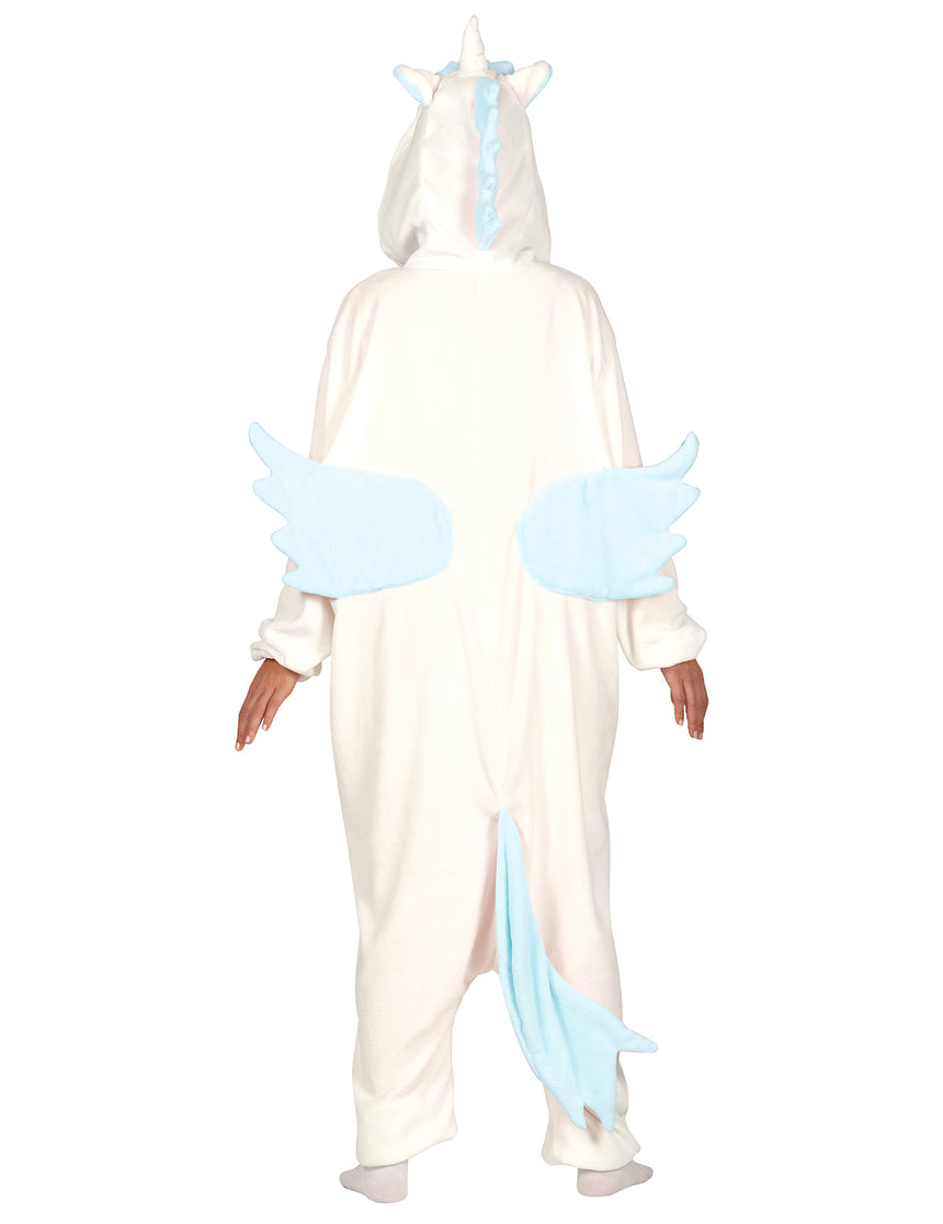 Combinaison licorne blanche et bleue adulte
