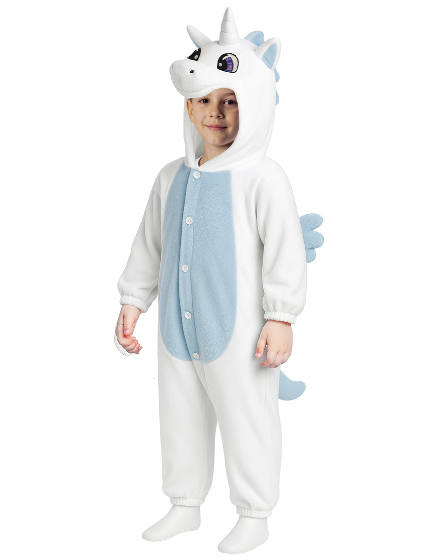 Combinaison licorne blanche et bleue enfant