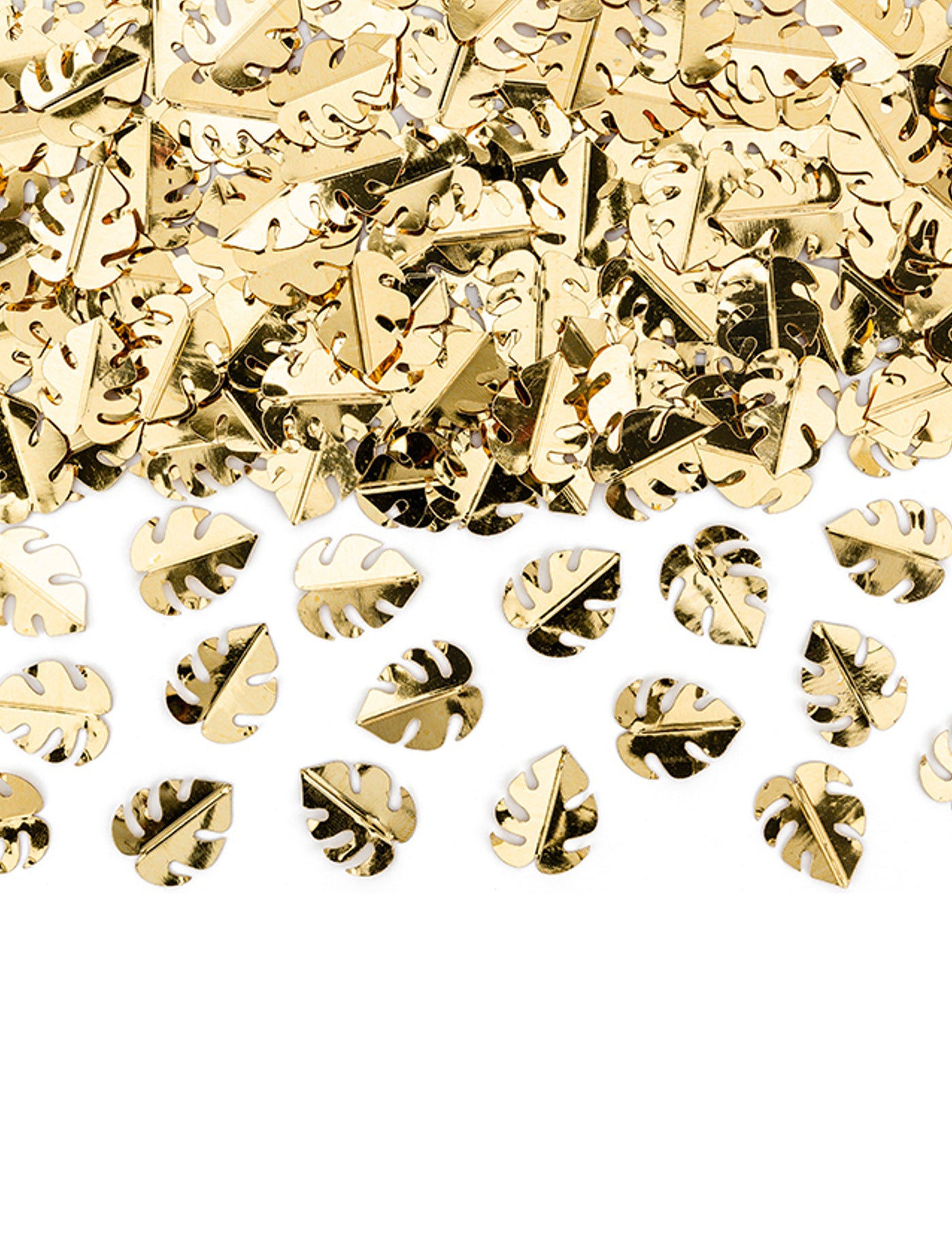 Confettis de table feuilles tropicales dorées métallisées 15 g pour décoration festive