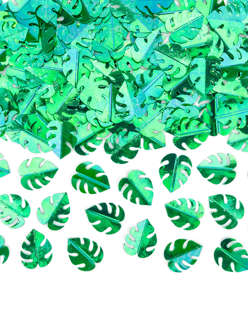Confettis de table feuilles tropicales vertes métallisées 15 g décoration