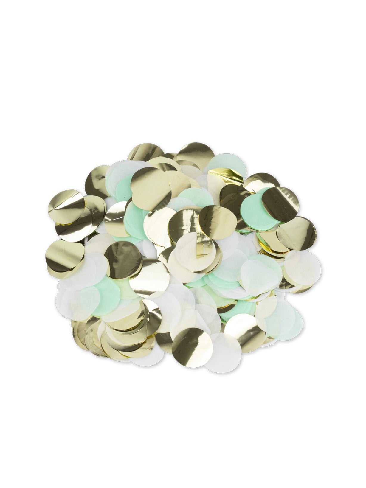 Confettis papier menthe, blanc et dorés 3 cm décoration de table chic
