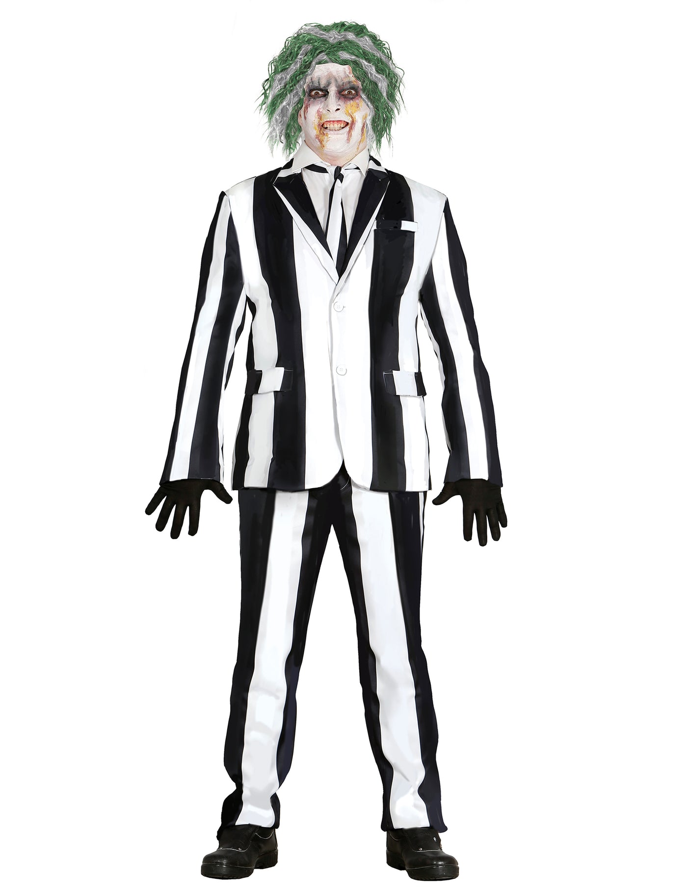 Costume de fantôme à rayures noires et blanches grande taille homme