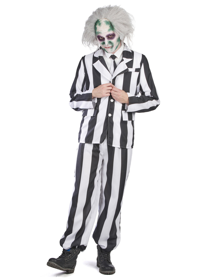 Costume de fantôme à rayures noires et blanches homme