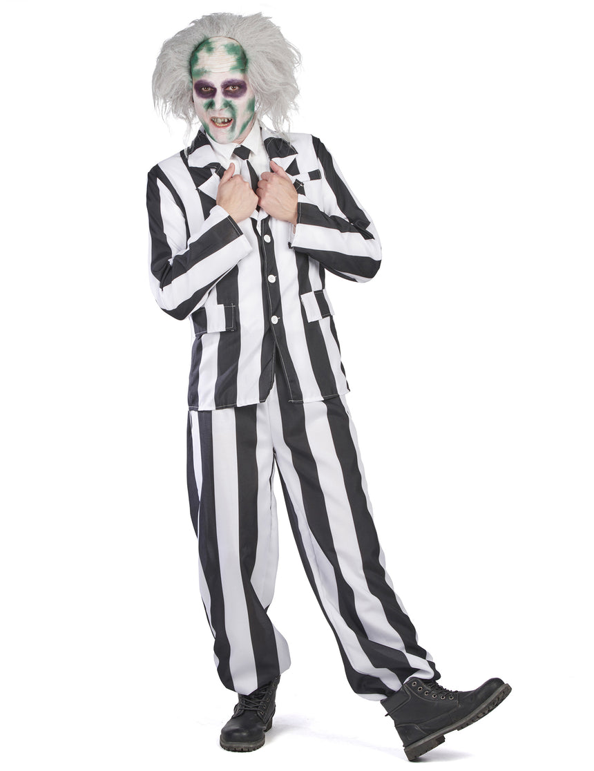 Costume de fantôme à rayures noires et blanches homme