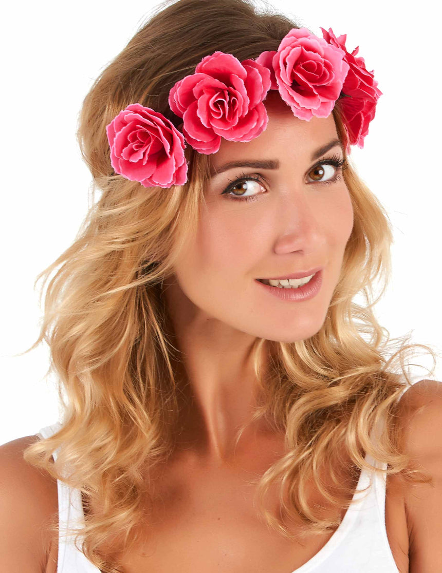 Couronne de fleurs roses femme