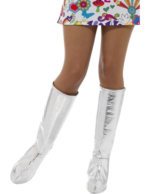 Couvre-bottes argentées femme