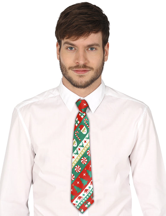Cravate rouge et verte de Noël adulte