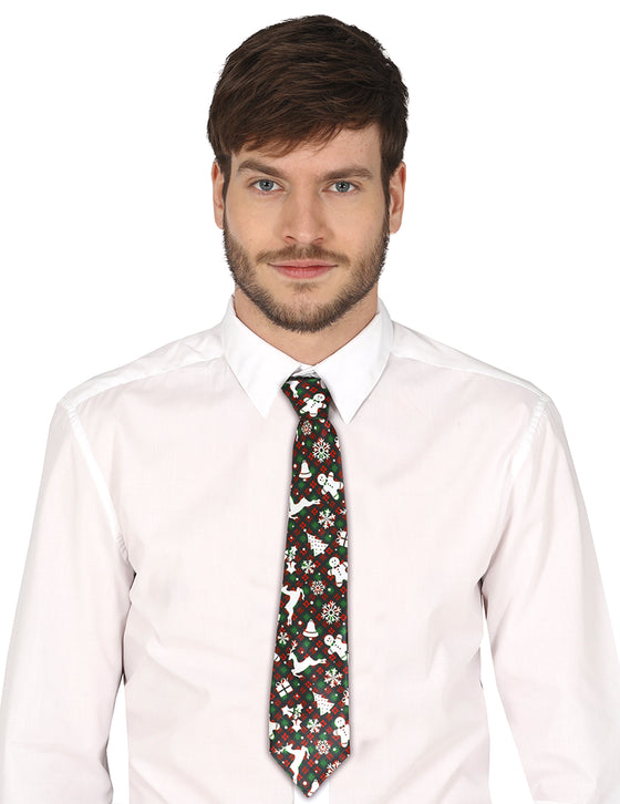 Cravate tartan et motifs et Noël adulte