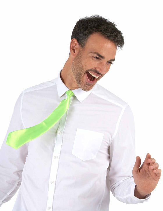 Cravate verte fluo adulte