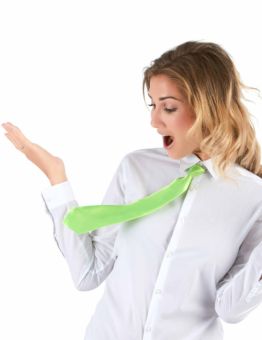 Cravate verte fluo adulte