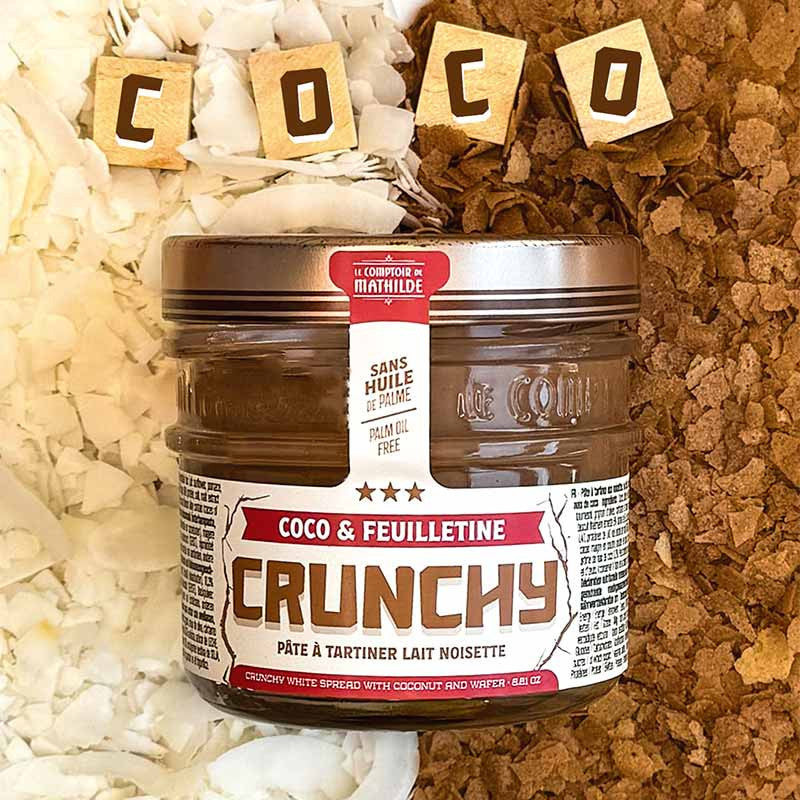 Crunchy Lait Noisette Coco et Feuilletine - Pâte à Tartiner - 250g