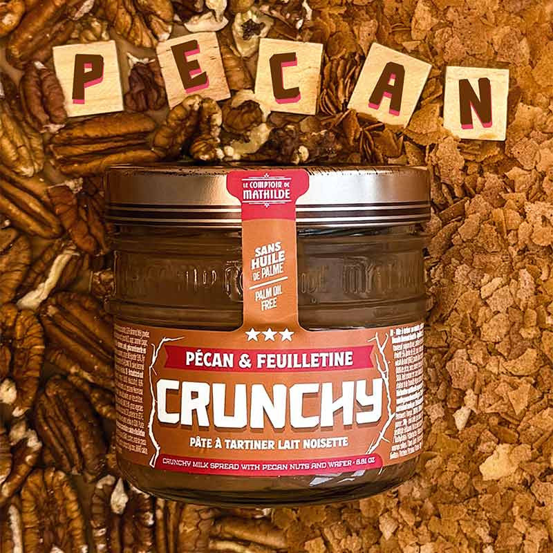 Crunchy Lait Noisette Pécan et Feuilletine - Pâte à Tartiner - 250g