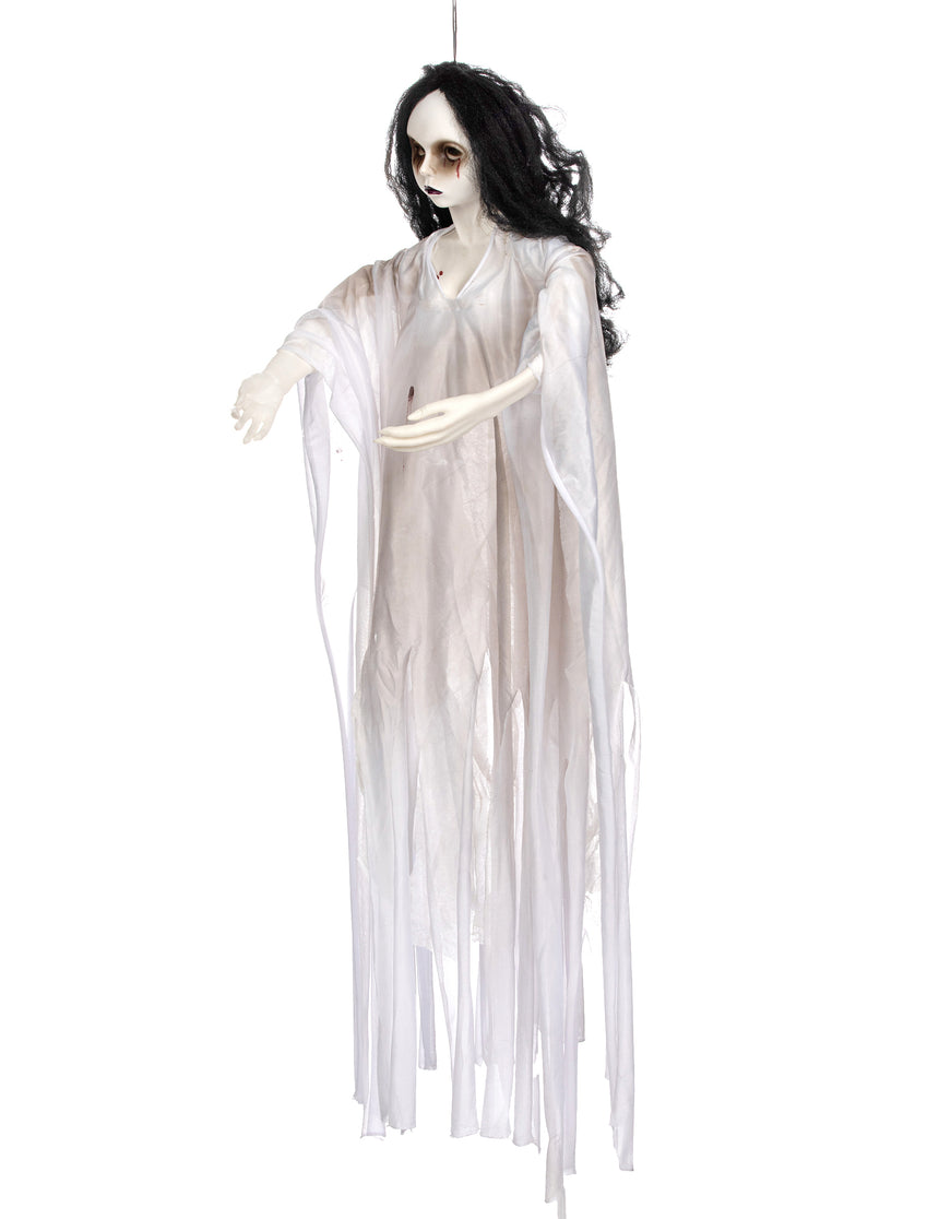 Décoration à suspendre dame blanche lumineuse 90 cm Halloween