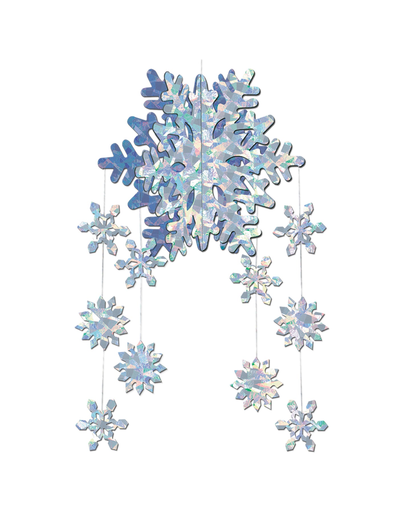 Décoration à suspendre Flocons de neige prismatiques 3-D