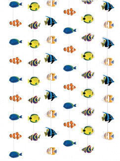 Décoration à suspendre poissons hawaï, rideau 6 guirlandes