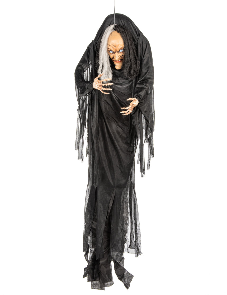 Décoration à suspendre sorcière noire et blanche 140 cm Halloween